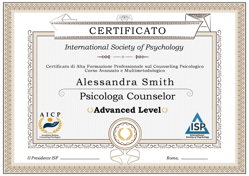 Certificato Corso Counseling Psicologico